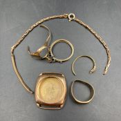 A selection of 9ct gold scrap and broken items (Approximate Total Weight 21.6g)