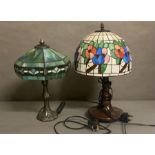 Two Tiffany style stained glass table lamps