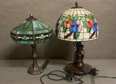 Two Tiffany style stained glass table lamps