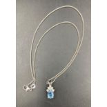 An 18ct white gold necklace with Aquamarine and diamond pendant (Aquamarine approx 1ct and 0.1ct