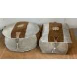 Two suede two tone pouffes