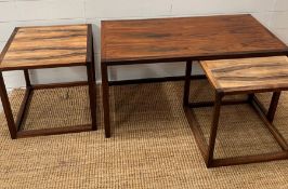 A Mid Century side table with a pair of nesting table by Danish designer Askel Kjaersgaard (H48cm