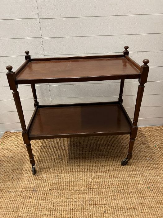 Two tier mahogany hostess trolly (H80cm W75cm D45cm) - Image 2 of 2