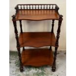 A mahogany three tier What Not with gallery spindled back (H80cm W45cm D32cm)