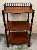 A mahogany three tier What Not with gallery spindled back (H80cm W45cm D32cm)