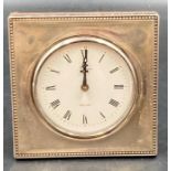 A silver framed Asprey clock, hallmarked, with Asprey mark verso
