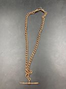 A 9ct gold Albert chain with bar (Approximate Total Weight 30g)