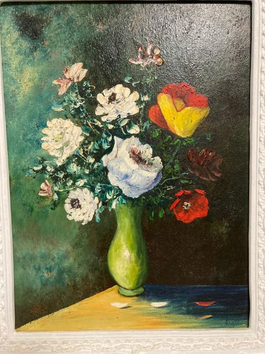 Two oil on board of flowers in still life (28cm x 38cm) - Image 2 of 3