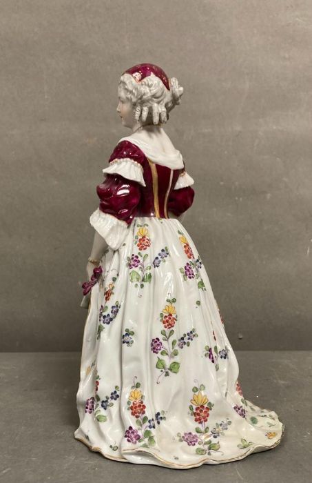 An 19th Century figure of a lady in formal wear with hand raised in the manner of Dresden AF - Image 3 of 4