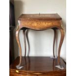 A French Louis XV style bureau, Rococo in style marquetry to front and sides with a brass gallery