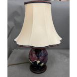 Moorcroft Anemone table lamp with wooden base