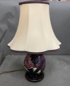 Moorcroft Anemone table lamp with wooden base