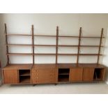 A Mid Century four boy ladderax system with cupboards and drawers to base