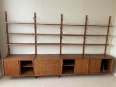 A Mid Century four boy ladderax system with cupboards and drawers to base
