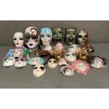 A selection of Venetian style and harlequin wall hanging masks