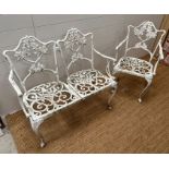 A Coalbrookdale style two seater bench seat and one chair