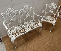 A Coalbrookdale style two seater bench seat and one chair