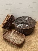 A selection of wicker baskets and a trug
