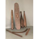 A selection of antique Aboriginal weapons and artifacts