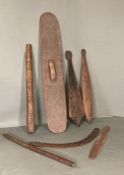 A selection of antique Aboriginal weapons and artifacts
