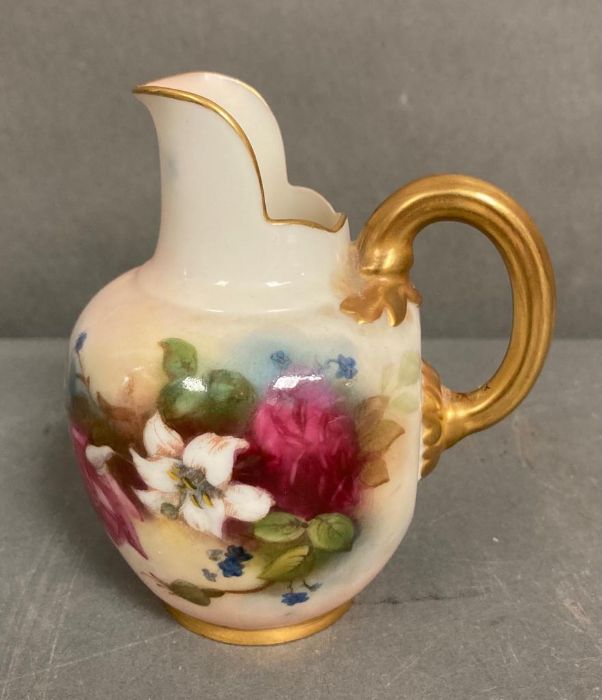 A Royal Worcester milk jug, blush ivory with roses - Image 4 of 5