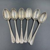 Six silver teaspoons, approximate weight 71g, Sheffield 1921 by Cooper Brothers & Sons Ltd