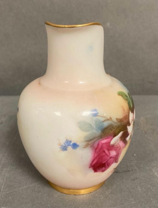 A Royal Worcester milk jug, blush ivory with roses - Image 5 of 5