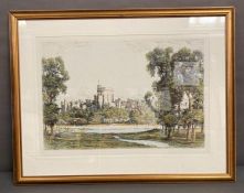 A Hand Coloured Engraving of Windsor Castle (Frame Size 82cm x 64cm)