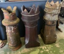 Three reclaimed Victorian crown chimney pots