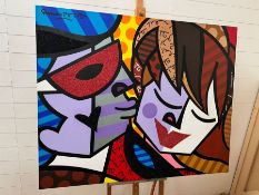 'Venetian Scene' 2001 by acclaimed artist Romero Britto (Brazilian 1963-) 40' x 70' signed top left.