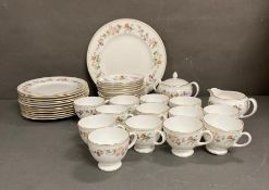 A part Wedgewood Mirabelle tea service to include cups, saucers, plates and milk jug