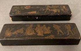 Two lacquered Japanese's pen boxes