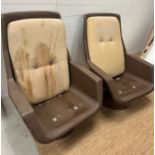 A pair of Robin Day for Hille Space Age 4 -4000 70's, moulded shell chairs on a swivel base