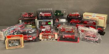 A selection of Diecast and plastic international models, five engines to include Lledo, Del Prado