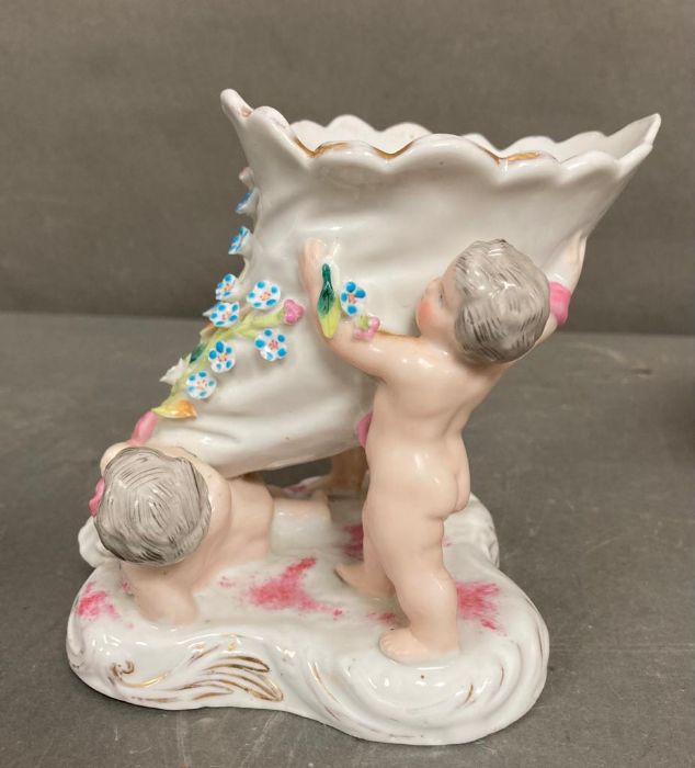 A pair of 19th Century French Putti vases H12cm - Image 2 of 4