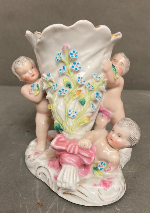 A pair of 19th Century French Putti vases H12cm - Image 3 of 4