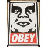 A Shepard Fairey "Obey" classic icon poster of Andre the giant signed bottom right. 61cm x 91cm