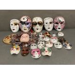 A selection of Venetian style wall hanging masks