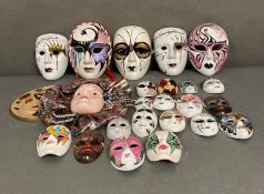 A selection of Venetian style wall hanging masks