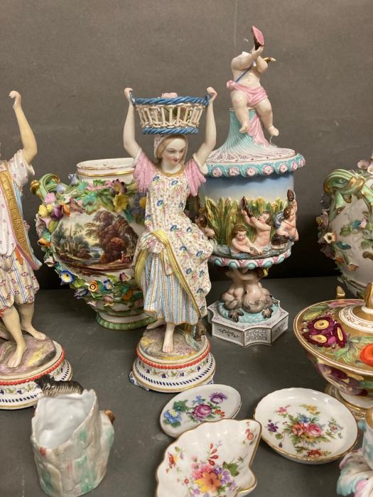A large selection of 19th century German porcelain, various makers and styles. AF - Image 8 of 9