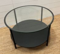 A modern Ikea metal frame glass top table (H45cm Dia77cm)