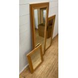 Three contemporary mirrors (52cm x 137cm, 75cm x 105cm and 56cm x 46cm)