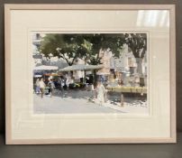 'Market Day Le Ciotat by John Yardley (47cm x 32.5cm Approximate Measurements)