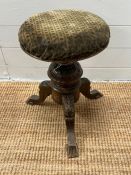 A Victorian stool on a lobed baluster stem and down swept carved legs (H45cm Dia31cm)