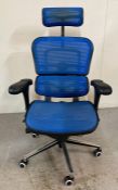 An Ergohuman plus laptop chair in blue