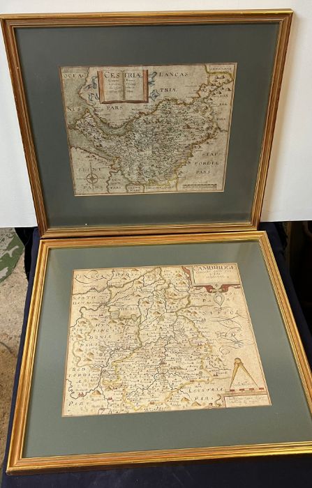 Two antique Maps of Chester, Cestria and Cambridge.