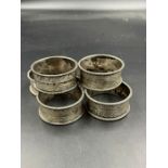A set of six hallmarked silver napkin rings.Approximate Total Weight 106g, hallmarked for