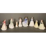 A selection of eight Royal Doulton figures to include Susan, Grace and Lily