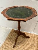 A Leather top tripod table (H 52cm)