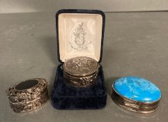 Three silver boxes, various styles